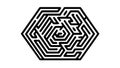 Intricate hexagonal maze, complex puzzle challenge. vector design Generative AI Royalty Free Stock Photo