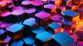 Intricate Hexagonal Patterns in a Futuristic Colorful Backdrop