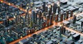 Digital Cityscape on a Circuit Board Royalty Free Stock Photo