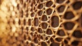 Intricate honeycomb structure with golden hexagonal patterns Royalty Free Stock Photo