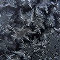 Intricate ice crystals display a variety of snowflake patterns, with sharp, branching Royalty Free Stock Photo