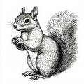 Intricate illustration of a standing squirrel with bushy tail Royalty Free Stock Photo