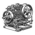 Intricate Industrial Machinery sketch raster Royalty Free Stock Photo