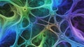 Intricate, interconnected web-like structures form a dense network, resembling neural connections
