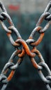 Intricate Interlocked Rustic Metal Chain Texture with Corrosion and Weathering in a Heavy X Pattern Royalty Free Stock Photo
