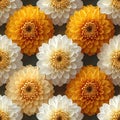 Intricate Interlocking Dahlia Pattern with Cream and Golden-Yellow Royalty Free Stock Photo