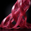 Intricate interweaving of pink ribbons