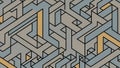 Intricate Isometric Geometric Labyrinth Pattern with Subtle Yellow and Blue Accents Royalty Free Stock Photo