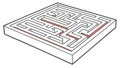 Intricate Isometric Maze with Clear Path Solution Vector, vector design Generative AI Royalty Free Stock Photo