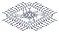 Intricate Isometric Microchip CPU, Core of Technology, Vector Design Generative AI Royalty Free Stock Photo