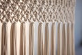 Intricate Ivory Macrame Wall Hanging in Minimalistic Setting Royalty Free Stock Photo