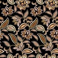 Intricate Jacobean Paisleys and Flowers Seamless Pattern Textile Design Royalty Free Stock Photo