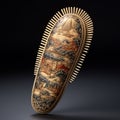 Intricate Jingling Zhensan Porcelain Comb: Japanese-style Landscapes And American Revolution Royalty Free Stock Photo