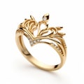 Intricate 18k Gold Crown Ring With Diamond Surround - Daz3d Style