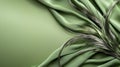 Intricate kanok tail pattern flowing amidst elegant green drapery abstract art studio setting close-up view