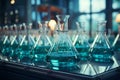 Intricate laboratory glassware provides a captivating chemistry science environment