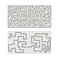 Intricate labyrinth, bending rectangle puzzle with ready solution. Finding way through maze, testing their navigation