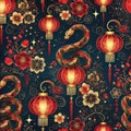 Intricate Lantern and Snake Design for Chinese New Year.