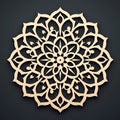 intricate laser-cut arabesque pattern on an isolated dark background