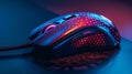 The intricate lines and colorful designs of a custommade gaming mouse its ergonomic shape perfect for long hours of