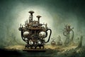 Intricate machinery, cyberpunk perpetuum mobile device, Generative Ai