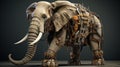 Intricate Machinery: A Hyper-detailed Rendering Of An Elephant Covered In Old Gears