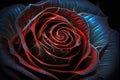 Intricate macro photo of a crimson rose