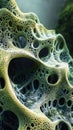 Intricate macro structure with organic patterns and holes in a natural environment