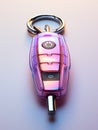 Intricate magic iridiscent glowing car key. Unlock the future vehicle concept Royalty Free Stock Photo