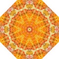 Intricate mandala pattern in orange colors. Print for umbrella, carpet, rug