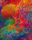 An intricate map of bright and vibrant colors forming the neurological pathways required for optimal reading Psychology