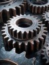 Precision-machined industrial gears with interlocking teeth for machinery operation Royalty Free Stock Photo