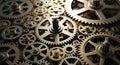 Intricate Metal Gears Meshing Together, Mechanism, Clockwork, Precision Engineering Royalty Free Stock Photo