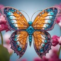 Intricate Metal Plates: Symmetric Butterfly Art
