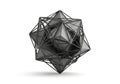 Intricate metallic geometric sculpture featuring interlocking polyhedra against a stark white background Royalty Free Stock Photo