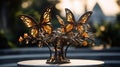 Intricate Metalwork: Butterflies and Flowers in a Botanical Oasis Royalty Free Stock Photo