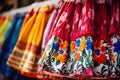 Intricate Mexican colorful skirt closeup. Generate Ai