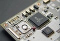 Generative AI. Intricate Microchip Circuit Board Technology Closeup