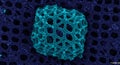 Intricate microscopic lattice structure in teal blue Royalty Free Stock Photo