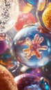 Intricate microscopic view showcasing diverse cell sizes and forms in the cellular world