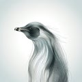 Intricate Minimalism: Penguin Art Illustration With Long Wavy Hair Royalty Free Stock Photo