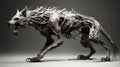 Intricate Minimalism: Withered Wolf Human Hybrid Sculpture