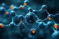 Abstract visualization of intricate molecules interconnected in a dynamic pattern, showcasing a vibrant blend of blue Royalty Free Stock Photo
