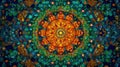 Intricate Mosaic Mandala Pattern Vibrant Orange and Teal Colors Abstract Geometric Design Royalty Free Stock Photo
