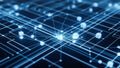 Intricate network of glowing blue lines and nodes representing data flow and digital connections Royalty Free Stock Photo