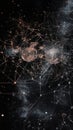Intricate network of glowing neurons in a dark space with interconnected paths