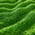 Intricate network of green triangular mesh forms a wave-like pattern, resembling a Royalty Free Stock Photo