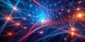 Intricate network of illuminated lines and nodes, representing complex interconnections and data flow. Generative AI Royalty Free Stock Photo