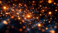 Abstract Network Connection: Illuminated Nodes and Intertwined Pathways of Digital Data Flow Royalty Free Stock Photo