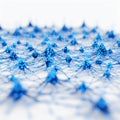 Intricate network of interconnected blue nodes forming a complex web structure Royalty Free Stock Photo